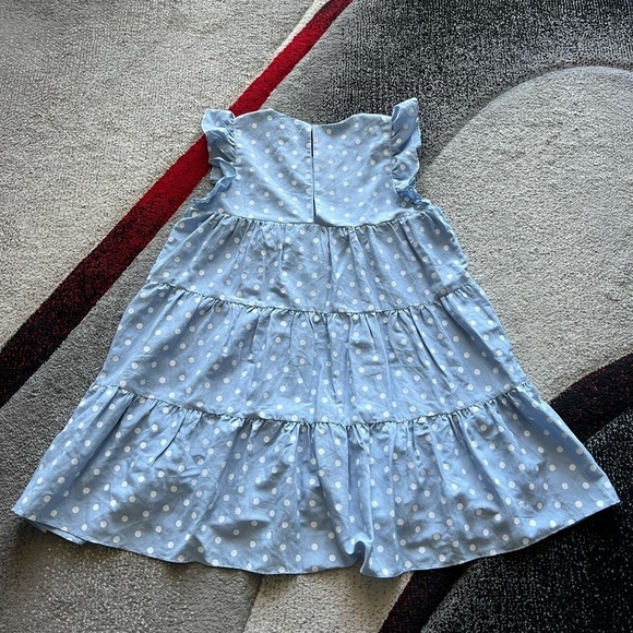 English Factory Blue Polka Dot Tiered Babydoll Mini Dress - Picture 5 of 5